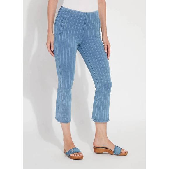 Lysse Pull On Cropped Kick Flare Stretch Denim Jean White